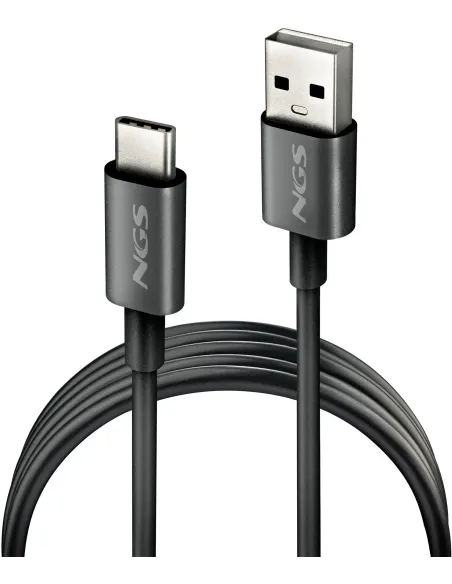 NGS ZYRO-AC Black Cable de Carga Rápida 15W USB 2.0 USB-A a USB-C 1M Negro