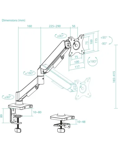 Soporte Tooq de Mesa DB1733TNR-B
