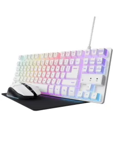 Trust GXT 794W 3-in-1 Gaming Bundle White Pack Gaming Teclado TKL RGB Blanco Ratón Inalámbrico RGB Blanco Alfombrilla Negra-1392346