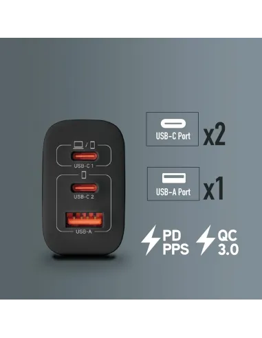 NGS BUD 65W: cargador GaN 65W 2 USB-C + USB-A