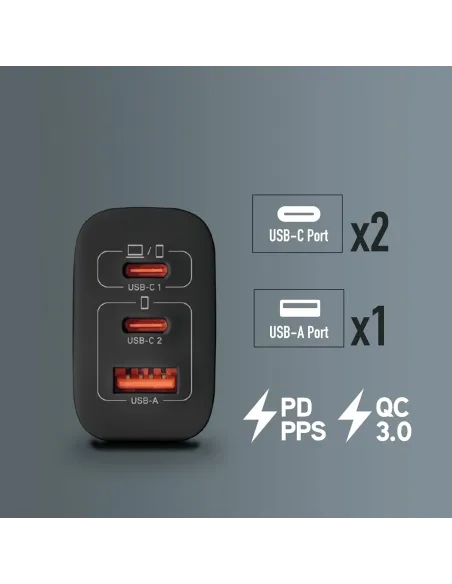 NGS BUD 65W: cargador GaN 65W 2 USB-C + USB-A