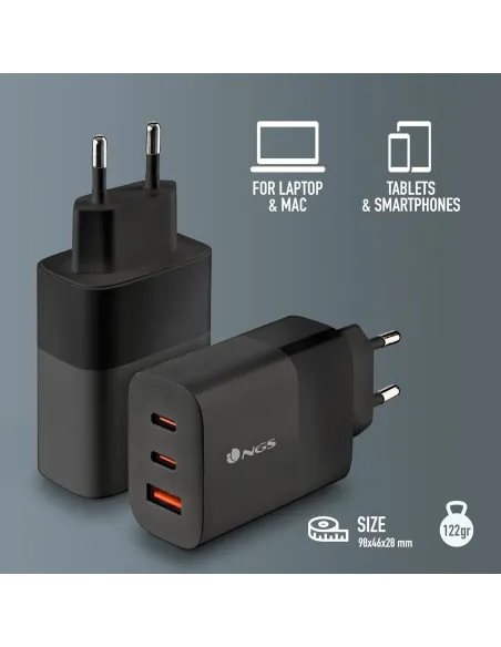 NGS BUD 65W: cargador GaN 65W 2 USB-C + USB-A