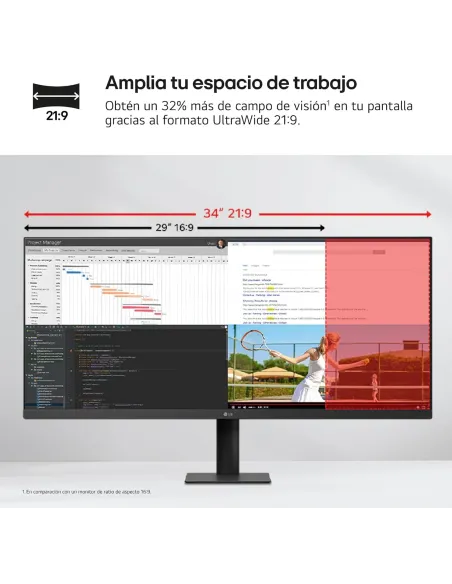 LG 34U511A-B Monitor UltraWide 34" Curvo