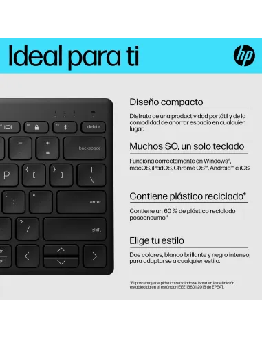 Teclado inalámbrico Bluetooth multidispositivo HP 350 Negro