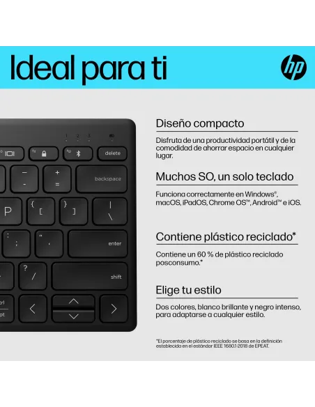 Teclado inalámbrico Bluetooth multidispositivo HP 350 Negro