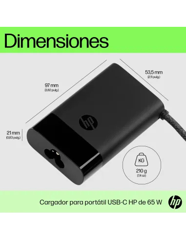 Cargador portátil HP USB-C de 65 W compacto