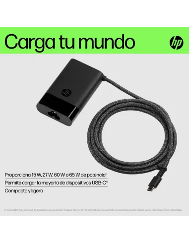 Cargador portátil HP USB-C de 65 W compacto