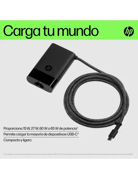 Cargador portátil HP USB-C de 65 W compacto