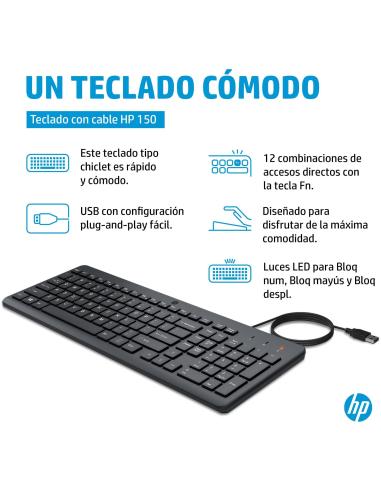 HP 150 Teclado USB Negro