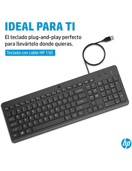 HP 150 Teclado USB Negro