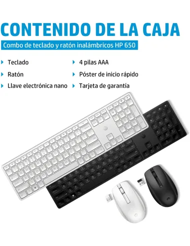 HP 650 combo teclado y ratón inalámbricos negro