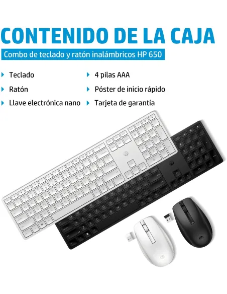 HP 650 combo teclado y ratón inalámbricos negro