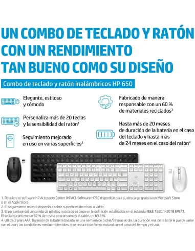HP 650 combo teclado y ratón inalámbricos negro