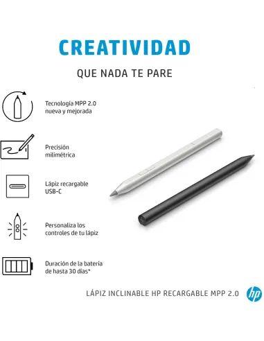 HP Lápiz Inclinable Recargable MPP 2.0 Negro