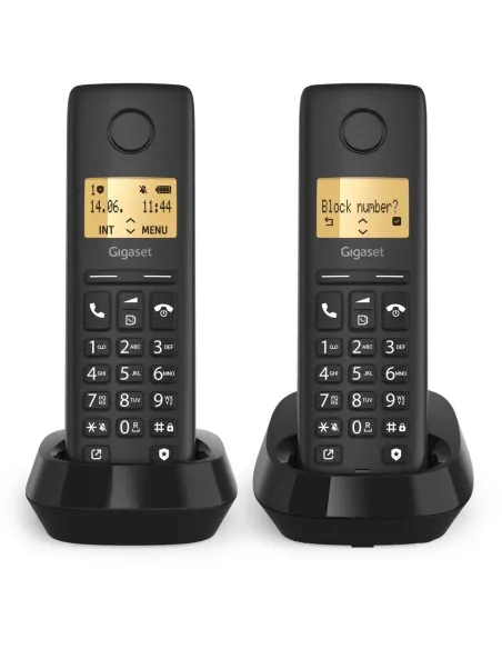 Gigaset Basic 100 Duo Negro: teléfono inalámbrico pack dúo