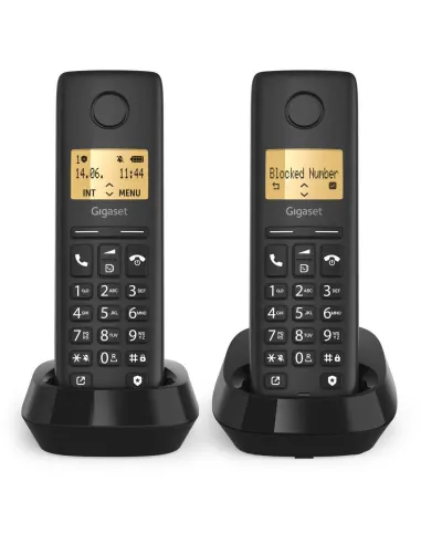Gigaset Basic 100 Duo Negro: teléfono inalámbrico pack dúo