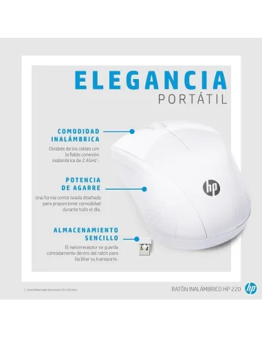 Ratón inalámbrico HP 220 Blanco Nieve 7KX12AA#ABB