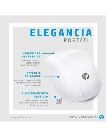 Ratón inalámbrico HP 220 Blanco Nieve 7KX12AA#ABB