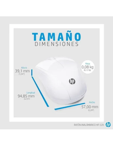 Ratón inalámbrico HP 220 Blanco Nieve 7KX12AA#ABB