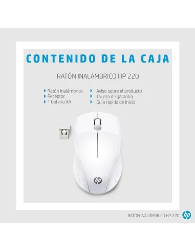 Ratón inalámbrico HP 220 Blanco Nieve 7KX12AA#ABB