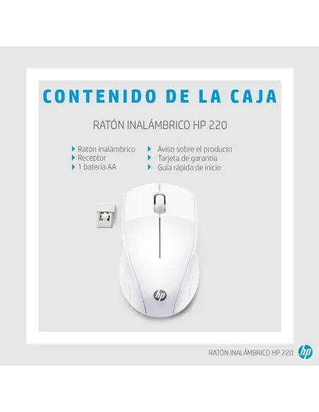 Ratón inalámbrico HP 220 Blanco Nieve 7KX12AA#ABB
