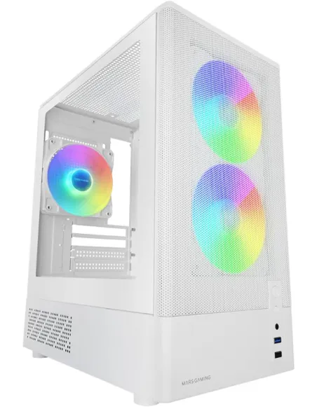Mars Gaming MC-ONYXW Blanca Caja Gaming Micro-Atx Mesh Metálico 3x Ventiladores a DoRGB Doble Cámara