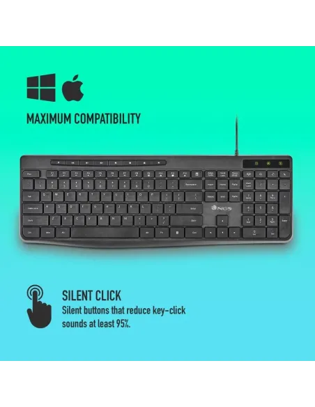 Teclado NGS Spectra USB ultrafino silencioso