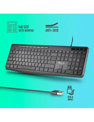 Teclado NGS Spectra USB ultrafino silencioso