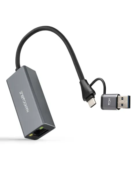 Nanocable 10.03.0411 Conversor USB-C+USB-A 3.0 a Ethernet