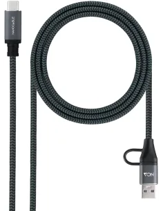 Nanocable 10.01.4113-COMB Cable USB 3.2 Gen 2x2 100 W 5 A USB-A/USB-C a USB-C 3M Gris/Negro-CABL64525