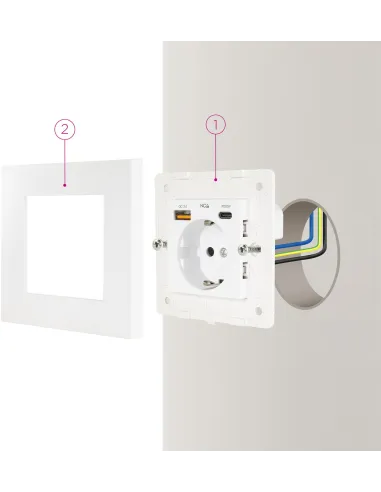 Toma de corriente: Nanocable 10.35.0011 Schuko con USB QC/PD
