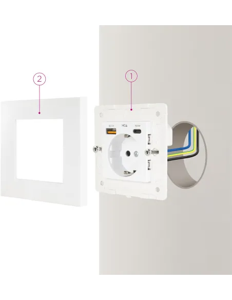 Toma de corriente: Nanocable 10.35.0011 Schuko con USB QC/PD