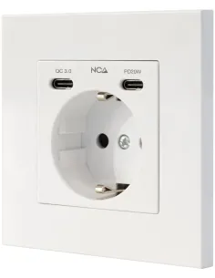 Nanocable 10.35.0012 Base de Enchufe de Pared tipo Schuko con 2 USB-C PD Max. 3.4A (blanco)-AELREG0127