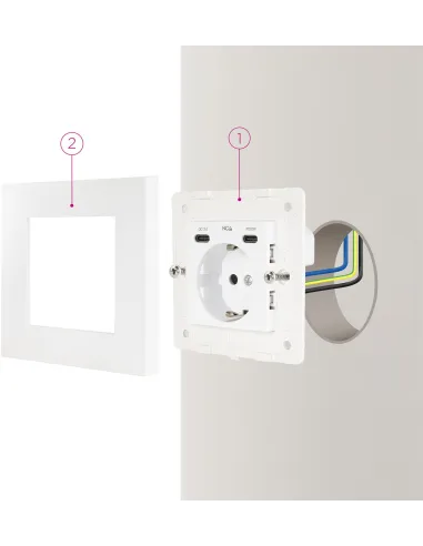 Toma de corriente Nanocable 10.35.0012 Schuko con 2 USB-C PD