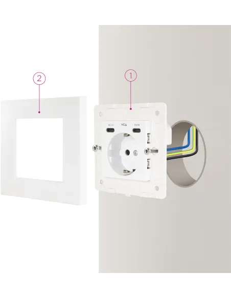 Toma de corriente Nanocable 10.35.0012 Schuko con 2 USB-C PD