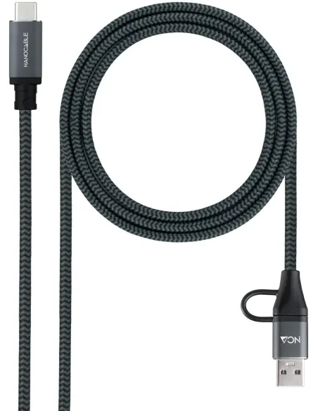 Nanocable 10.01.4113-COMB Cable USB 3.2 Gen 2x2 100 W 5 A USB-A/USB-C a USB-C 3M Gris/Negro
