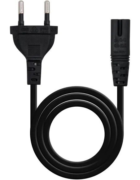 Nanocable 10.22.0402-L200 Cable de Alimentación con forma 8 CEE7/16 a C7 2M Negro