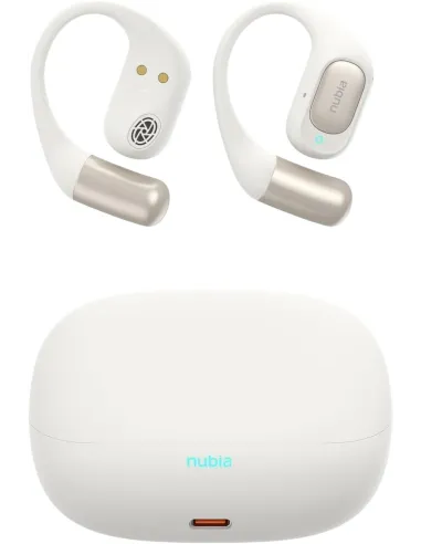 Nubia LiveFlip Blancos Auriculares Inalámbricos Open-Ear con Cancelación Ruido y hasta 70 Horas Autonomía
