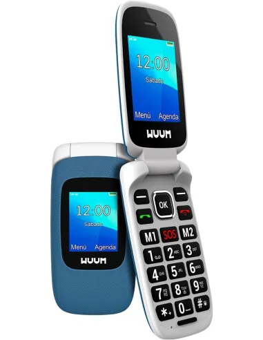 WUUM Clap Azul Teléfono Móvil de Tapa con Doble Pantalla Batería 800mAh