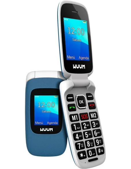 WUUM Clap Azul Teléfono Móvil de Tapa con Doble Pantalla Batería 800mAh