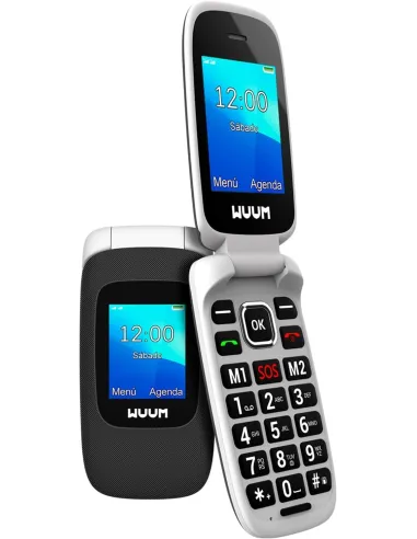 WUUM Clap Negro Teléfono Móvil de Tapa con Doble Pantalla Batería 800mAh