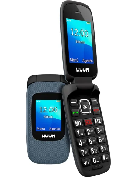 WUUM Clap Titanium Teléfono Móvil de Tapa con Doble Pantalla Batería 800mAh