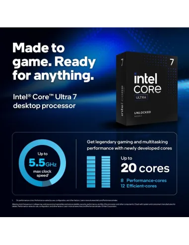 Procesador LGA1851: Intel Core Ultra 7 265KF 5.2 GHz (Tray)
