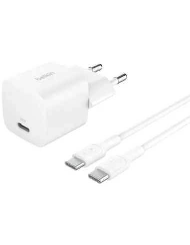 Belkin BoostCharge Blanca Cargador de pared USB-C de 25 W + cable USB-C a USB-C