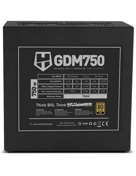 Fuente ATX: NOX Hummer GDM 750W Gold