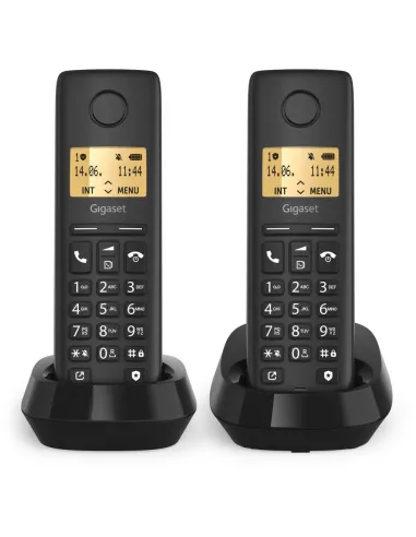 Gigaset Basic 100 Duo Negro Teléfono Inalámbrico DECT con Manos Libres Pantalla 1,5"