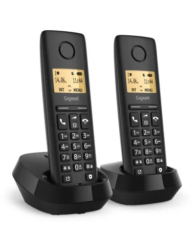 Gigaset Basic 100 Duo Negro: teléfono inalámbrico pack dúo