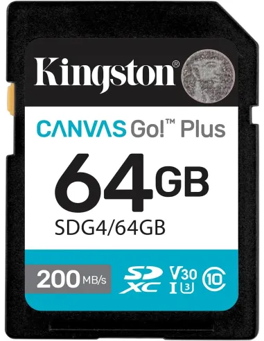 Kingston Technology Canvas Go Plus Gen 4 SDG4/64GB UHSI U3 V30 Negro