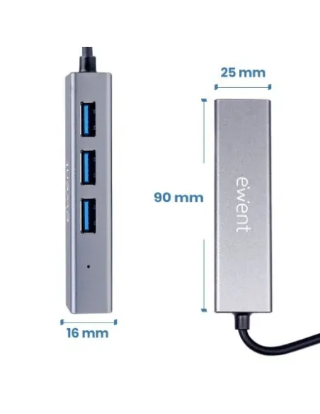 Hub: Ewent EW1159 USB 3.2 Gen 1 con RJ-45