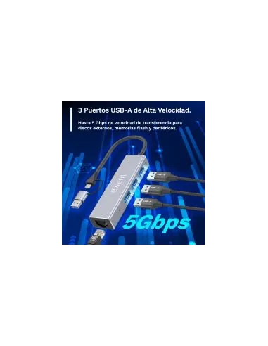 Hub: Ewent EW1159 USB 3.2 Gen 1 con RJ-45